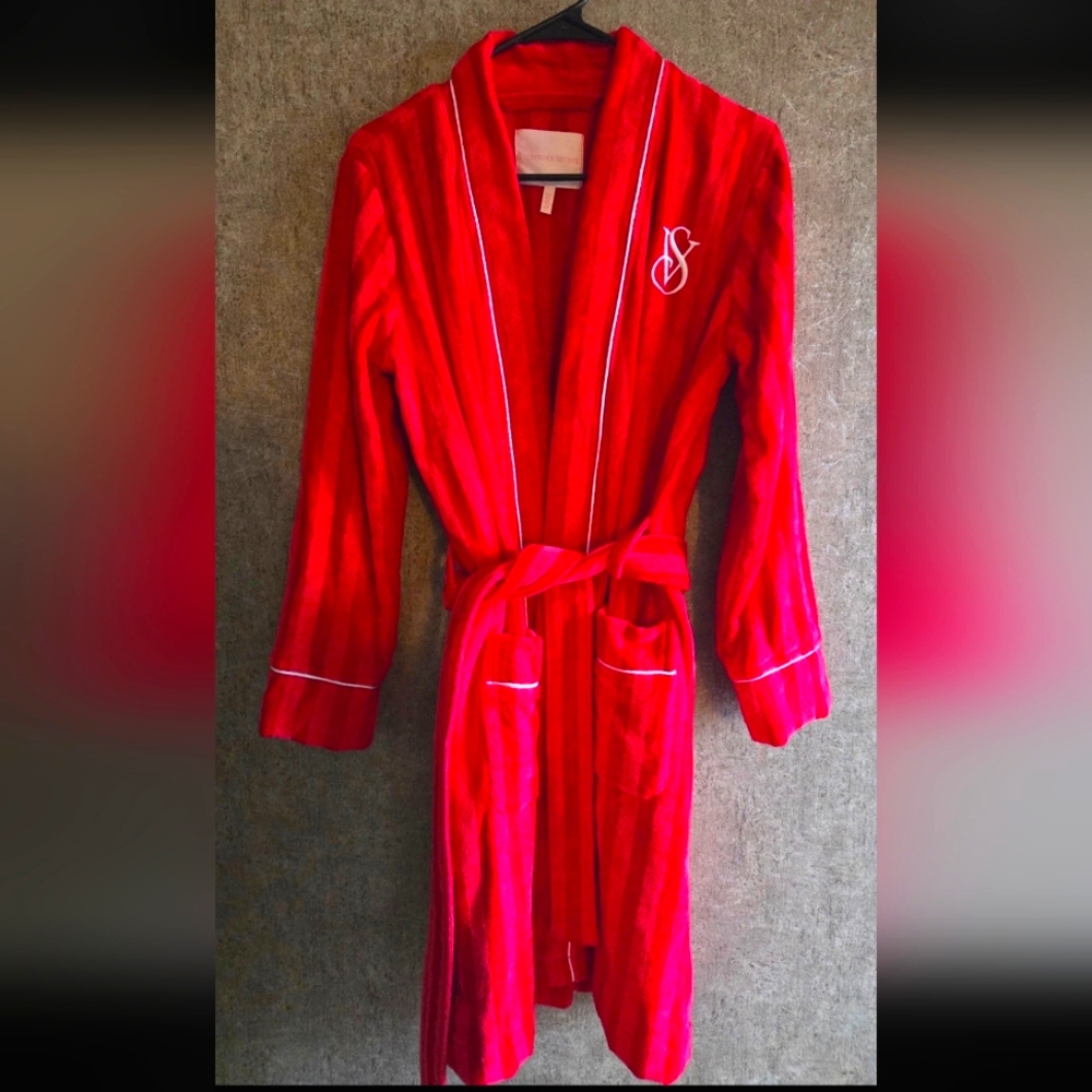 Victoria's Secret Red Plush Robe with Tie Belt